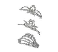 2025 New halloween Hair Claw Clips for Women Girls, 3PCS halloween Skeleton Hand Spider Web and Large Spider Punk Metal Alloy Hair Accessories Decorations for Thick Hair Styling Tools Gift (G)