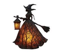 2025 New Halloween Witch Lamp, Stained Gothic Witch Hat Led Lamp, Decorative Standing Night Light with Warm Light, Unique Halloween Party Lighting Decorations for Office and Home