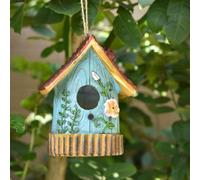 2025 New Hand-Painted Resin Bird House for Outside, 6 Inch Outdoor Hanging Bird Nests, Hanging Houses for Bluebirds, Wrens, Sparrows, Best Gift for Birdman Family Friend