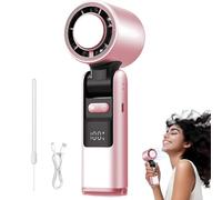 2025 New Handheld Turbo Fan with Ice Cooler, Portable High Speed Handheld Small Fan, Ac-Like Gel Pad Tech, LED Display, USB Rechargeable Mini Portable Hand Fans for Travel, Outdoor (Pink)