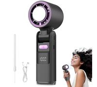 2025 New Handheld Turbo Fan with Ice Cooler, Portable High Speed Handheld Small Fan, Ac-Like Gel Pad Tech, LED Display, USB Rechargeable Mini Portable Hand Fans for Travel, Outdoor (Purple)