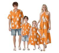 2025 New Hawaiian Vacation Family Outfits Matching Sets, Short Sleeve Button Down Shirts for Men and Boy, Summer Halter Sundresses for Women and Girl, Matching Mother and Daughter Dress