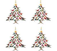 2025 New Hummingbird Christmas Ornament, 8cm/3.15'' Double-Sided Acrylic Colorful Stacking Winter Home Decor, Unique 2D Bird Tree Mini Ornament for Bird Lover Gift (4 Pcs)