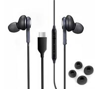 2025 New in-Ear Earbuds Stereo Headphones for Samsung Galaxy Z Fold6，S24S23S22S21S20 Note 10 10+ - with Microphone and Volume Remote Type-C Connector-Black