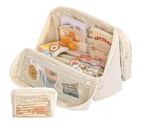 2025 New Large Capacity Pencil Case Student Stationery Box Simple Multifunctional Pencil Case (Beige)