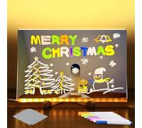 2025 New LED Note Board,Acrylic Dry Erase Board with Light, with Colors Light Up Dry Erase Board with Adjustable Stand and 7 Colors Pen, LED Illuminated Drawing Board for Office School Home (30*20cm)
