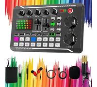 2025 New live sound card with dj mixer effects & voice changer, Upgrade live sound card audio mixer, Professional live sound card voice changer, for Streaming, Podcasting, and Gaming (B)