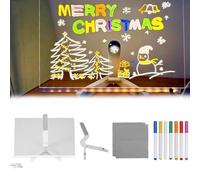 2025 New Luminous Acrylic Message Board, Erasable Drawing Board with Night Light, Erasable LED Drawing Board with Adjustable Stand and 7 Colored Markers, for Office School Home(L)