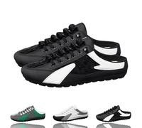 2025 New Mens Backless Slip on Shoes, Men's Lightweight Breathable Backless Sneakers, Mens Slip On Shoes for Spring Summer (Black,7)