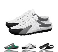 2025 New Mens Backless Slip on Shoes, Men's Lightweight Breathable Backless Sneakers, Mens Slip On Shoes for Spring Summer (White,8)