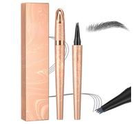 2025 New Microblading Eyebrow, Waterproof Eyebrow Pencil with Micro 4-Fork Tip, Long lasting Natural Eyebrow Makeup Fine Stroke Eye Brown Pen for Natural Hair-Like Brows for Girls Daily (Gray)