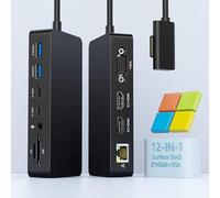 2025 New Microsoft Surface Dock Triple Displays Dual HDMI+VGA with Power Adapter, 12 in 1 Surface Docking Station for Surface Pro 11/10/9/8/X/7/6/5/4/3,Surface Laptop 7/6/5/4/3/2/1,Surface Book Go