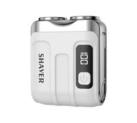 2025 New Mini Dual-Head Electric Shaver, Portable Rotary Dual Ring Electric Shaver, Mini Electric Razor with LED Display, Rechargeable Waterproof Pocket Razor for Men (White)