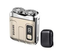 2025 New Mini Dual-Head Electric Shaver, Portable Rotary Dual Ring Electric Shaver, Mini Electric Razor with LED Display, Rechargeable Waterproof Pocket Razor for Men (Gold)