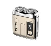 2025 New Mini Dual-Head Electric Shaver, Portable Rotary Dual Ring Electric Shaver, Mini Electric Razor with LED Display, Rechargeable Waterproof Pocket Razor for Men (Gold)