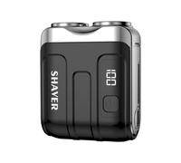2025 New Mini Dual-Head Electric Shaver, Portable Rotary Dual Ring Electric Shaver, Mini Electric Razor with LED Display, Rechargeable Waterproof Pocket Razor for Men (Black)