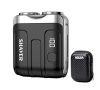 2025 New Mini Dual-Head Electric Shaver, Portable Rotary Dual Ring Electric Shaver, Mini Electric Razor with LED Display, Rechargeable Waterproof Pocket Razor for Men (Black)