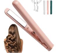 2025 New Mini Dual Purpose Curling Iron, 2 in 1 Mini Curling Wand and Flat Iron, 10s Fast Heating Mini Hair Curler for Short Hair, Portable Mini Curling Tongs Travel Size (Pink)