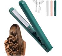 2025 New Mini Dual Purpose Curling Iron, 2 in 1 Mini Curling Wand and Flat Iron, Fast Heating Mini Hair Curler for Short Hair, Portable Mini Curling Tongs Travel Size (Green)
