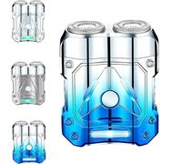 2025 New Mini Shaver-Compact Electric Razor & Charging Lighter Combo, 2-in-1 Portable Electric Mini Shaver for Men, Waterproof USB Rechargeable Dual-Head Trimmer for Travel and Daily Use (Blue)