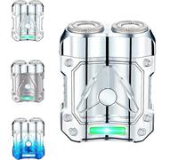 2025 New Mini Shaver-Compact Electric Razor & Charging Lighter Combo, 2-in-1 Portable Electric Mini Shaver for Men, Waterproof USB Rechargeable Dual-Head Trimmer for Travel and Daily Use (Silver)
