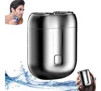 2025 New Model Mini Dual-Head Electric Shaver, Mini Portable Electric Shaver, Electric Mini Portable Razors, Pocket Size Washable Electric Razor, Double-Ring Magnetic Cutter (Silver)