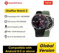 2025 New OnePlus Watch 3 Global Version Smart Watch 1.50 inches AMOLED 32GB Memory Snapdragon W5 Wear OS by Google NFC IP68 5ATM Global Version Obsidian Titanium