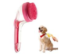 2025 New Pet Bath Brush, 2 in 1 Dog Bathing Grooming Massage Brush with Shampoo Dispenser, Dog Scrubber for Long Short Haired Dogs and Cats (Red)