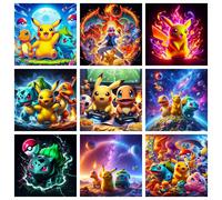 2025 New Popular Pikachu Anime Pokemon 5D DIY Diamond Painting Mosaic Character Art Stitch All Round Set Pattern Artificial Round 50X50cm ZX951-02