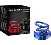 2025 New Portable Kinetic Molecular Heater, Car Heated Glass Fan Defroster, Solar Rotating Double Ring Suspension Car Aromatherapy Ornament, For Car Living Room Bedroom (Blue)