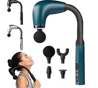 2025 New Rocuma Massage Hammer, 4 Heads & 9 Speed Levels Massage Gun Deep Tissue with Extended Handle, Deeply Relaxing The Back and Neck, Relieving Fatigue, Suitable for All Parts of The Body(Silver)