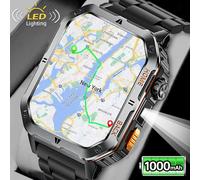 2025 New Rugged Military GPS Smart Watch Men For Xiaomi Bluetooth Call Health Monitoring AI Voice Sports Waterproof Smartwatches LED 1000mAh Black steel