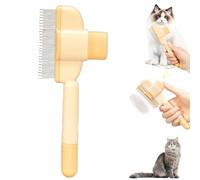 2025 New Self Cleaning Pet Brush for Cats & Dogs, Grooming Brush with Long & Short Metal Teeth, Shedding Brushes for Long & Short Hair, One Click Release Button (Orange)