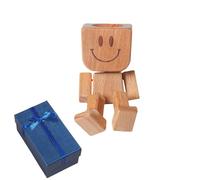 2025 New Shaking Wooden Man Figurine, Handmade Car Ornaments Action Figure, Funny Bobblehead Car Dashboard Decor, Modern Desktop Creative Ornaments, Little Nerdy Dolls for Home Office Cars Decor (D)