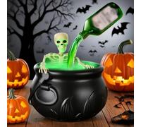 2025 New Skeleton Potion Witches Cauldrons, Cauldron Diffuser Halloween Black Witch Pot with Floating Potion Bottles & Bubbling Effect, DIY Cauldrons Halloween Decorations (30cm)