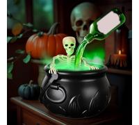 2025 New Skeleton Potion Witches Cauldrons, DIY Magic Floating Potion Bottles and Diffuser Halloween Decorations, Led Mist Maker & Black Magic Cauldron Halloween Decorations Indoor (12.59in/32cm)