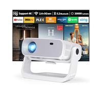2025 New Smart Projector with WiFi 6 and Bluetooth Built-in Apps - Portable Bedroom Mini Projector Native 1080P 4K Support, Auto Keystone & Zoom Home Theater Cinema Movie Proyector, 120° Stand, Grey
