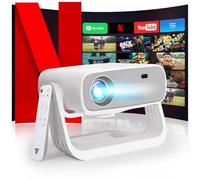 2025 New Smart Projector with WiFi 6 and Bluetooth Built-in Apps - Portable Bedroom Mini Projector Native 1080P 4K Support, Auto Keystone & Zoom Home Theater Cinema Movie Proyector, 120° Stand, Grey