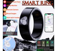 2025 New Smart Ring ECG Detection Blood Pressure,Heart Rate Ring,Body Temperature Monitor Waterproof GPS Tracking Men Women Ring Black