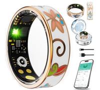 2025 New Smart Ring Women Men with Enamel Craft, Fitness Tracker with 24/7 Heart Rate, Blood Oxygen, Sleep & Activity Monitoring, IP68 Waterproof, No Monthly Fees (Charging Case, Enamel, #7)