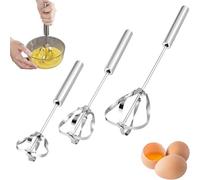 2025 New Stainless Steel Semi-Automatic Whisks Set 3pcs Wider Whisk Head Hand Push Rotary Whisk Multi-Functional Hand Push Egg Beaters (3 Pieces, one Size)
