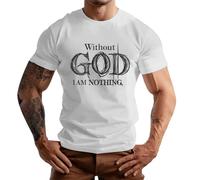 2025 New T Shirt Tops for Men Loose Top Without God I'm Nothing Testimony Alphabet Print T Shirt T Shirts Plus Size Men (Grey, L)