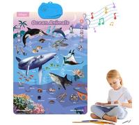 2025 New Talking Wall Chart English & Spanish Learning Poster with Songs, ABCs, Numbers, Animal words & Piano, Interactive Alphabet Wall Chart Letter Toy Sounds Educational Gift(Ocean)
