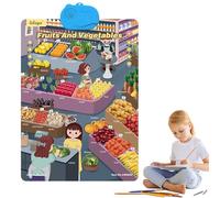 2025 New Talking Wall Chart English & Spanish Learning Poster with Songs, ABCs, Numbers, Animal words & Piano, Interactive Alphabet Wall Chart Letter Toy Sounds Educational Gift(Fruits)