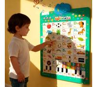 2025 New Talking Wall Chart for Kids, Touch to Learn No Screen Required, English Learning Poster with Songs, ABCs, Numbers, Animal words & Piano, Learning Through Entertainment