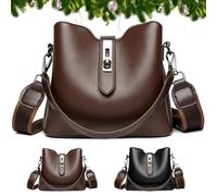 2025 New Three Straps Bucket Bag for Women Large Fashion Crossbody Bag Adjustable Wider Shoulder Strap Zipper Compartments (Brown)