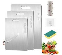 2025 New Titanium Cutting Boards, Upgrade Double Sided Food-Grade Titanium Board, Thick Titanium Cutting Board for Home Kitchen Cooking, Stainless Steel Chopping Board (1pcs-XS-7.9 * 11.8in)
