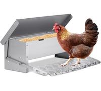 2025 New Treadle Chicken Feeder Automatic 15 lb Large Capacity and Sturdy Galvanized Chicken Feeder with Rat Proof and Waterproof lid Pedal operates The Automatic Switch No Waste and spillage