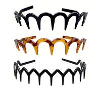 2025 New U Shape Fashion Tooth Hair Comb Headband, 3PCS High Cranium Headbands for Women's Hair, Reversible Korean Headbands with Teeth for Women Gifts for Teen Girls