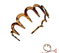 2025 New U Shape Fashion Tooth Hair Comb Headband, High Cranium Head Bands for Women's Hair, Reversible Korean Headbands with Teeth, Zigzag Plastic Hoop,Wavy teeth Hair Hoop for Women Girls (Amber, 1)